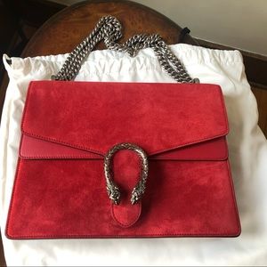 Gucci Dionysus Suede Medium Shoulder Bag Red